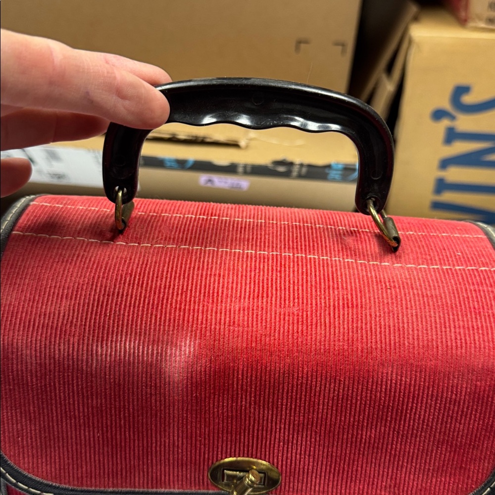 COLUMBIA RED CORDUROY 45 RPM VINYL RECORD CASE RETRO 1960'S - Picture 2 of 7
